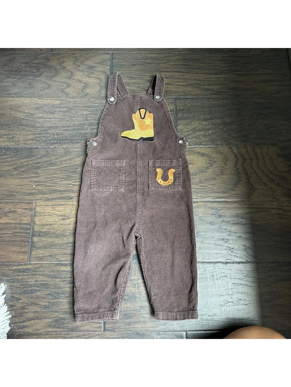 Monica + Andy Brown Corduroy Overalls Western Cowboy Boot Boys Size 2T